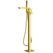 Altair Campia Floor Mounted Tub Filler with Built-In Diverter - Includes Hand Shower Brushed Gold