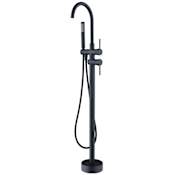 Altair Assens Floor Mounted Tub Filler with Built-In Diverter - Includes Hand Shower Matte Black