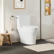 Altair Soroca 1.28 GPF One Piece Elongated Chair Height Toilet with Left Hand Lever - Seat Included White