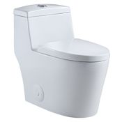 Altair Savona 1.1 / 1.6 GPF Dual Flush One Piece Elongated Toilet with Push Button Flush - Seat Included White