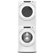 Amana 27 Inch Wide 4.3 Cu. Ft. Electric Washer and 27 Inch Wide 7.4 Cu. Ft. Electric Dryer Laundry Pair with Stacking Kit, affresh® Cycle, and Sensor Drying White