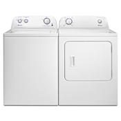 Amana 28 Inch Wide 3.5 Cu. Ft. Electric Washer and 29 Inch Wide 6.5 Cu. Ft. Gas Dryer Laundry Pair with Automatic Dryness Control and Dual Action Agitator White