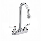American Standard Double Handle Centerset Gooseneck Bathroom Faucet Less Drain with Vandal Resistant Metal Lever Handles from the Monterrey Collection Polished Chrome