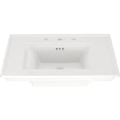 American Standard Town Square S 30" Rectangular Fireclay Pedestal Bathroom Sink with Overflow and 3 Faucets Holes at 8" Centers - Sink Only White