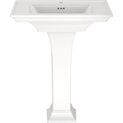 American Standard Town Square S 30" Rectangular Fireclay Pedestal Bathroom Sink with Overflow and Single Faucet Hole White