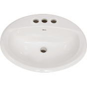 American Standard Aqualyn 20-3/8" Drop In Porcelain Bathroom Sink with 3 Holes Drilled at 8" Centers White