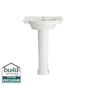 American Standard Estate 24" Pedestal Bathroom Sink with 1 Hole Drilled and Overflow White