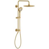 American Standard Spectra Retrofit Shower with 11" Rain Shower Head, Multi Function Hand Shower, Slide Bar with Easy Glide Holder, Diverter, Shower Arm, and Hose Brushed Cool Sunrise