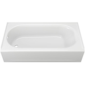 American Standard Princeton 60" Three Wall Alcove Enameled Steel Soaking Tub with Left Drain, Overflow and Slip Resistant Bottom White