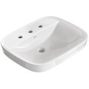 American Standard Aspirations 22-7/8" Rectangular Vitreous China Vessel Bathroom Sink with 3 Faucet Holes at 8" Centers White