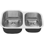 American Standard Portsmouth 31-1/2" Double Basin Stainless Steel Kitchen Sink for Undermount Installations - Drains Included Stainless Steel