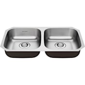 American Standard Portsmouth 32-1/4" Drop In Double Basin Stainless Steel Kitchen Sink with Basket Strainer Stainless Steel