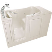 American Standard Value 48" Fiberglass and Gelcoat Walk In Air / Whirlpool Bathtub with Left Drain, Roman Tub Filler and Handshower - Includes Drain Assembly Linen