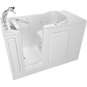 American Standard Value 48" Fiberglass and Gelcoat Walk In Whirlpool Bathtub with Left Drain, Roman Tub Filler and Handshower - Includes Drain Assembly and Overflow White