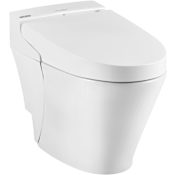 American Standard Advanced Clean 0.92 or 1.32 GPF Dual Flush One Piece Elongated Chair Height Toilet with Hand Lever - Bidet Seat Included Alabaster White