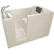 American Standard Luxury 50-1/2" Walk-In Whirlpool Bathtub with Left-Hand Drain, Comfort Jets, and Quick Drain Pump - Roman Tub Filler and Handshower Included Linen