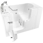 American Standard Value 52" Walk-In Whirlpool / Air Bathtub with Left-Hand Drain, Comfort Jets, and Quick Drain Pump - Roman Tub Filler and Handshower Included White / Polished Chrome