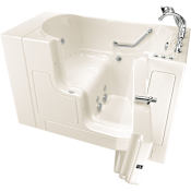 American Standard Value 52" Walk-In Whirlpool / Air Bathtub with Right-Hand Drain, Comfort Jets, and Quick Drain Pump - Roman Tub Filler and Handshower Included Linen / Polished Chrome