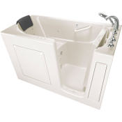 American Standard Premium 59-1/2" Walk-In Whirlpool / Air Bathtub with Right-Hand Drain, Chromatherapy, and Quick Drain Pump - Roman Tub Filler and Handshower Included Linen