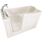 American Standard Value 60" Gelcoat Walk-In Air / Whirlpool Bathtub for Alcove Installation with Left Drain Linen