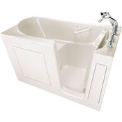American Standard Value 60" Gelcoat Walk-In Soaking Bathtub for Alcove Installation with Right Drain Linen