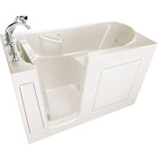 American Standard Value 59-1/2" Gelcoat Walk In Whirlpool Bathtub with Left Drain, Roman Tub Filler and Handshower - Includes Drain Assembly and Overflow Linen