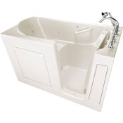 American Standard Value 60" Gelcoat Walk-In Whirlpool Bathtub for Alcove Installation with Right Drain Linen