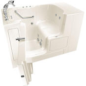 American Standard Value 52" Walk-In Whirlpool / Air Bathtub with Left-Hand Drain, Comfort Jets, and Quick Drain Pump - Roman Tub Filler and Handshower Included Linen / Polished Chrome