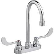 American Standard Double Handle Centerset Gooseneck Bathroom Faucet Less Drain with Vandal Resistant Wrist Blade Handles from the Monterrey Collection Polished Chrome