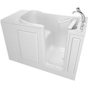 American Standard Entry 48" Fiberglass and Gelcoat Walk In Air Bathtub with Right Drain, Roman Tub Filler and Handshower - Includes Drain Assembly and Overflow White