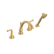 American Standard Delancey Deck Mounted Roman Tub Filler with Built-In Diverter - Includes Hand Shower Brushed Cool Sunrise