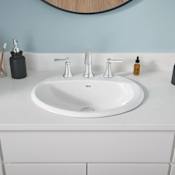 American Standard Aqualyn 20-3/8" Drop In Porcelain Bathroom Sink with 3 Holes Drilled at 8" Centers White