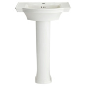 American Standard Estate 24" Pedestal Bathroom Sink with 1 Hole Drilled and Overflow White