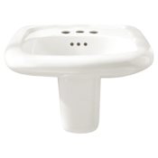 American Standard Murro 21-1/4" Porcelain Wall Mounted Bathroom Sink with 3 Faucet Holes at 4" Centers - Less Shroud White