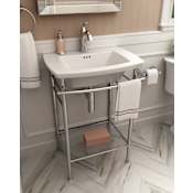 American Standard Edgemere 25" Fireclay Console Bathroom Sink with Single Faucet Hole and Polished Chrome Console White