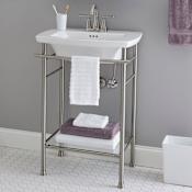 American Standard 25" Fireclay Console  Bathroom Sink with 4" Faucet Centers and Polished Chrome Lavatory Console White