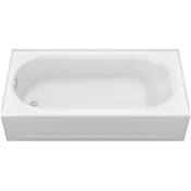 American Standard Bathing Princeton 60" Three Wall Alcove Enameled Steel Soaking Tub with Left Drain, Drain Assembly, and Overflow White