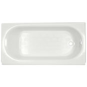 American Standard Bathing Princeton 60" Three Wall Alcove Enameled Steel Soaking Tub with Right Drain, Drain Assembly, and Overflow White