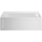 American Standard Bathing Town Square S 60" Three Wall Alcove Acrylic, Fiberglass Soaking Tub with Right Drain and Overflow White