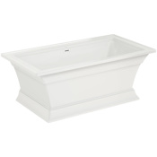 American Standard Bathing Town Square S 68" Free Standing Acrylic, Fiberglass Soaking Tub with Center Drain and Overflow White