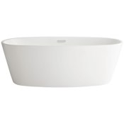 American Standard Bathing Coastal Serin 69" Free Standing Acrylic Soaking Tub with Center Drain, Drain Assembly, and Overflow White