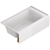American Standard Bathing Aspirations 60" Three Wall Alcove Acrylic, Fiberglass Soaking Tub with Left Drain and Overflow White