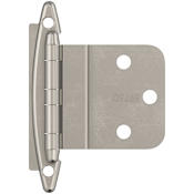 Amerock Functional Hardware 3/8 Inch Inset Surface Mount Cabinet Door Hinge with 105 Degree Opening Angle - Pack of 10 Satin Nickel