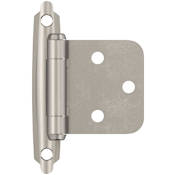 Amerock Functional Hardware 3/8 Inch Inset Surface Mount Cabinet Door Hinge with 105 Degree Opening Angle and Self Close Function - Pack of 10 Satin Nickel