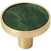 Amerock Accents 1-1/4 Inch Round Cabinet Knob - Pack of 2 Gold / Emerald Green