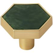 Amerock Accents 1-5/16 Inch Geometric Cabinet Knob - Pack of 2 Gold / Emerald Green