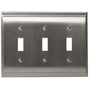 Amerock Candler Triple Toggle Switch Plate Satin Nickel