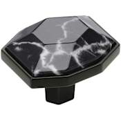 Amerock Carrione 1-3/8 Inch Geometric Cabinet Knob Marble Black / Black Bronze
