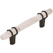 Amerock Carrione 3-3/4 Inch Center to Center Designer Cabinet Pull Marble White / Black Bronze