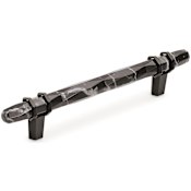 Amerock Carrione 5-1/16 Inch Center to Center Designer Cabinet Pull Marble Black / Black Bronze